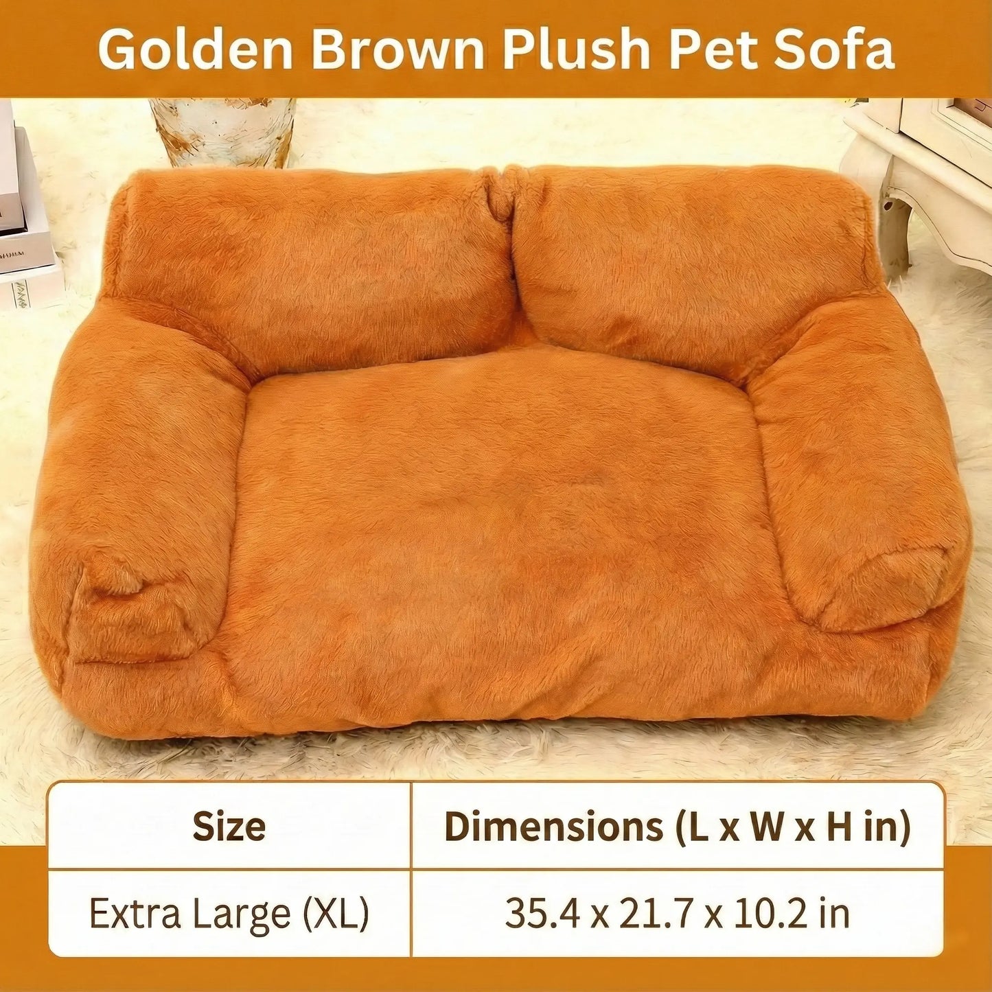 Cozy Plush Pet Sofa Bed with Bolsters – Washable Indoor Couch