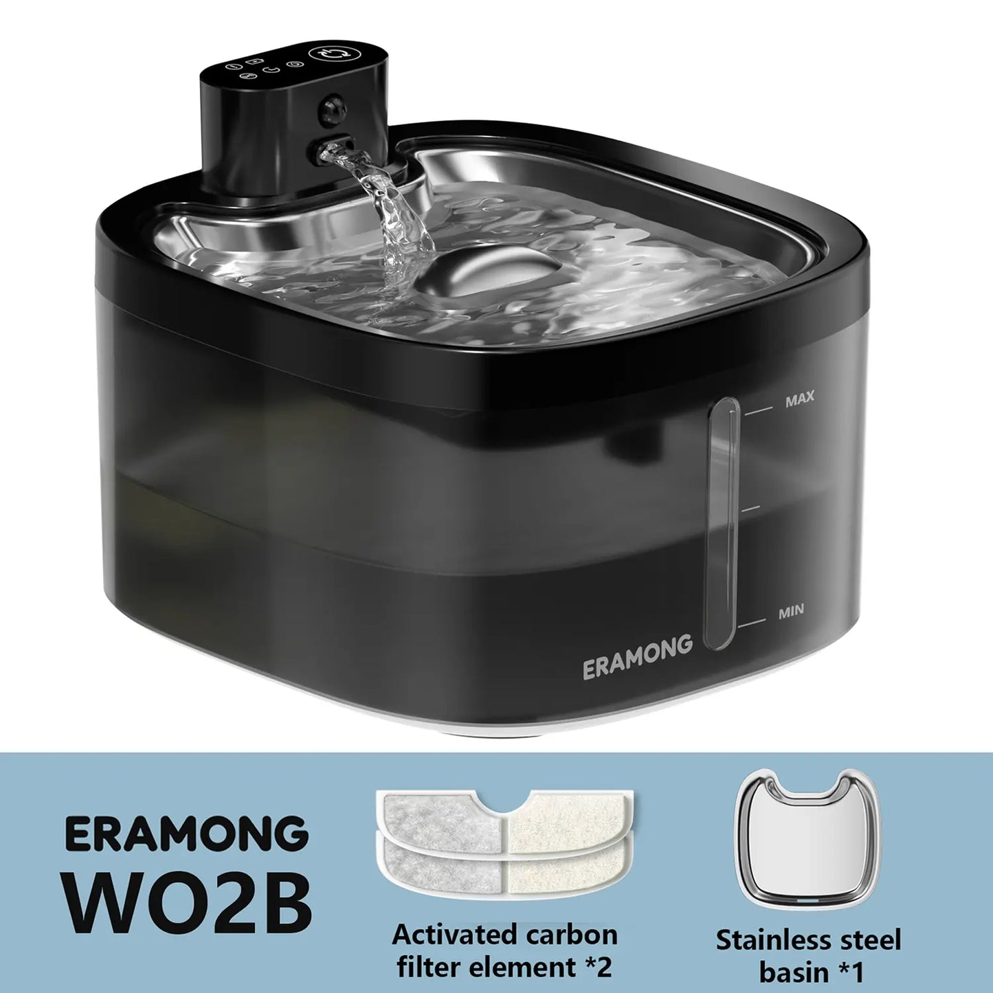 ERAMONG Smart Wireless Pet Water Fountain – 3.5L Stainless Steel