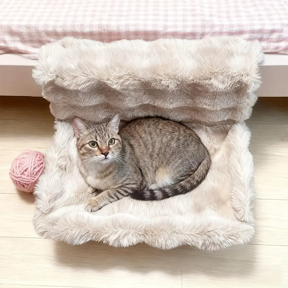 All-Season Washable Plush Pet Bedside Hammock - Wall-Mounted, Fits Sofa/Bed/Window, Portable Soft Pad for Small Cats and Dogs, Easy to Clean