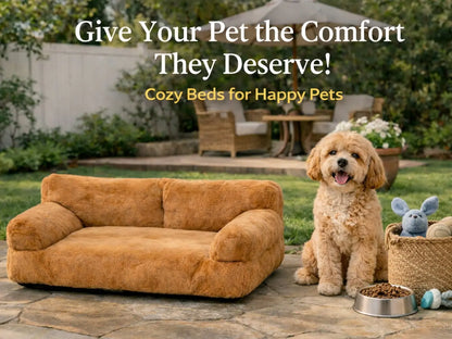 Cozy Plush Pet Sofa Bed with Bolsters – Washable Indoor Couch