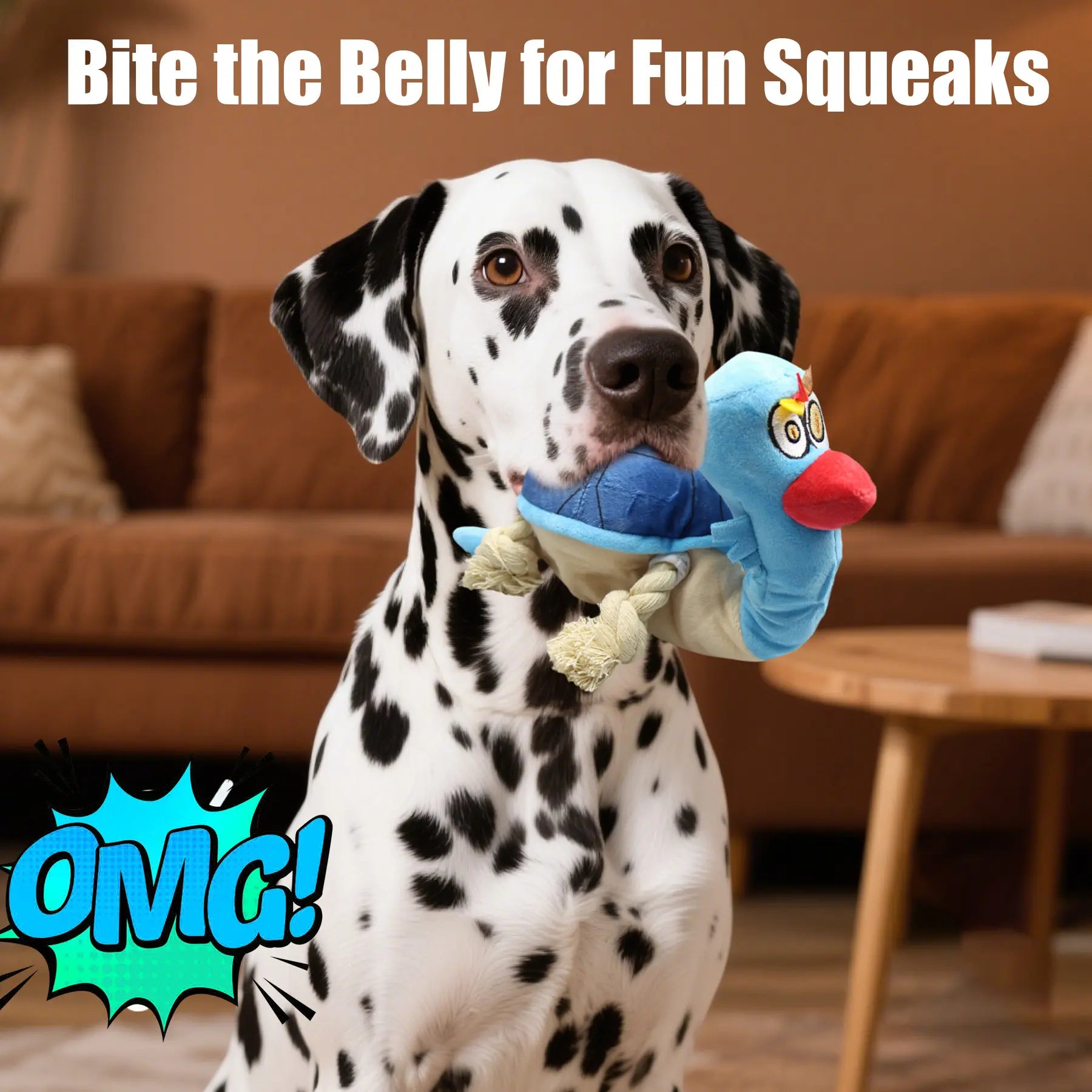 Dog Turtle Squeaky Plush Tug Toy with Rope Limbs