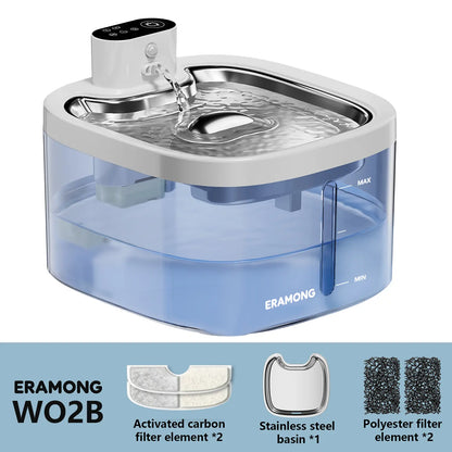 ERAMONG Smart Wireless Pet Water Fountain – 3.5L Stainless Steel