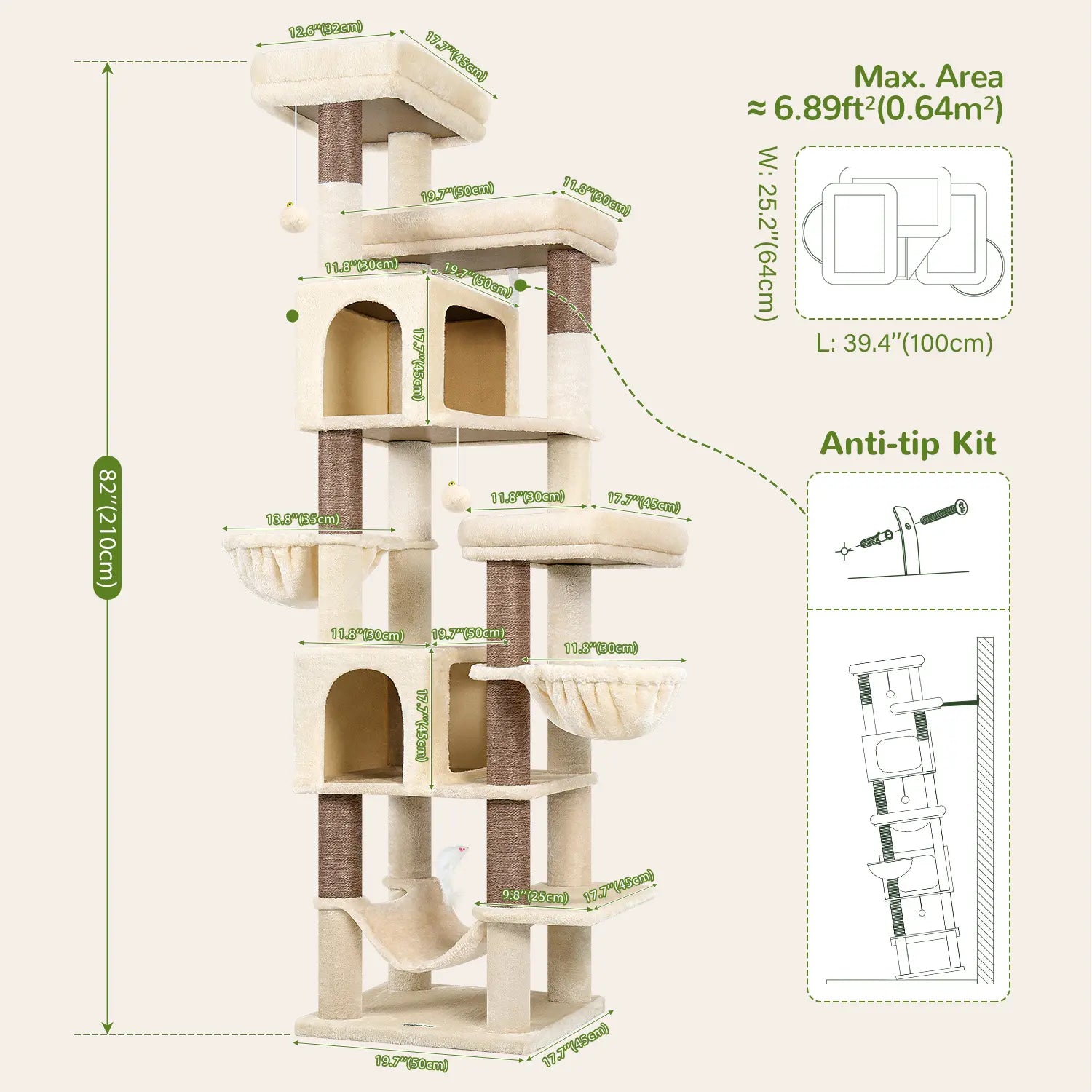 Globlazer 82" Heavy Duty Corner Cat Tree with Condos
