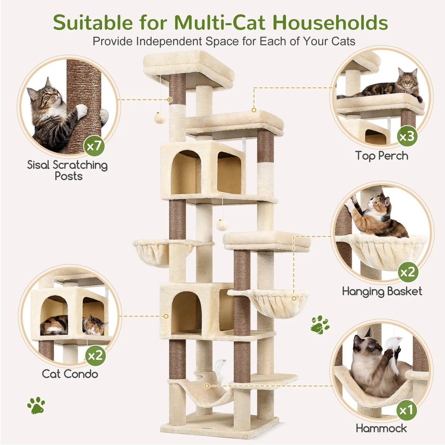 Globlazer 82" Heavy Duty Corner Cat Tree with Condos