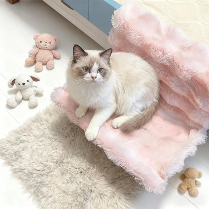 All-Season Washable Plush Pet Bedside Hammock - Wall-Mounted, Fits Sofa/Bed/Window, Portable Soft Pad for Small Cats and Dogs, Easy to Clean