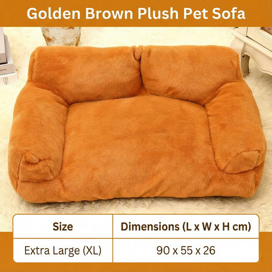 Cozy Plush Pet Sofa Bed with Bolsters – Washable Indoor Couch