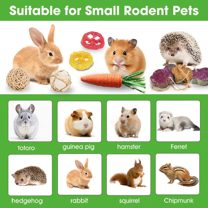 21 Pieces Rabbit Dental Chew Toys – Apple Wood Sticks, Timothy Hay Cakes for Teeth Care – Ideal for Rabbits, Hamsters, Chinchillas, and Gerbils