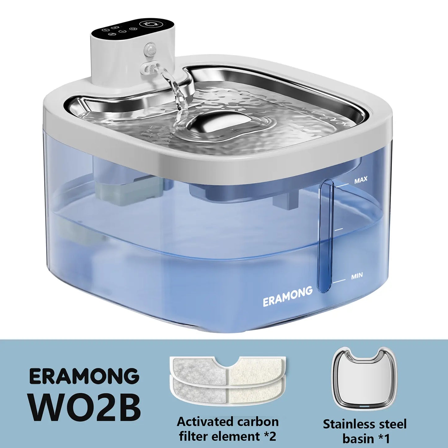 ERAMONG Smart Wireless Pet Water Fountain – 3.5L Stainless Steel