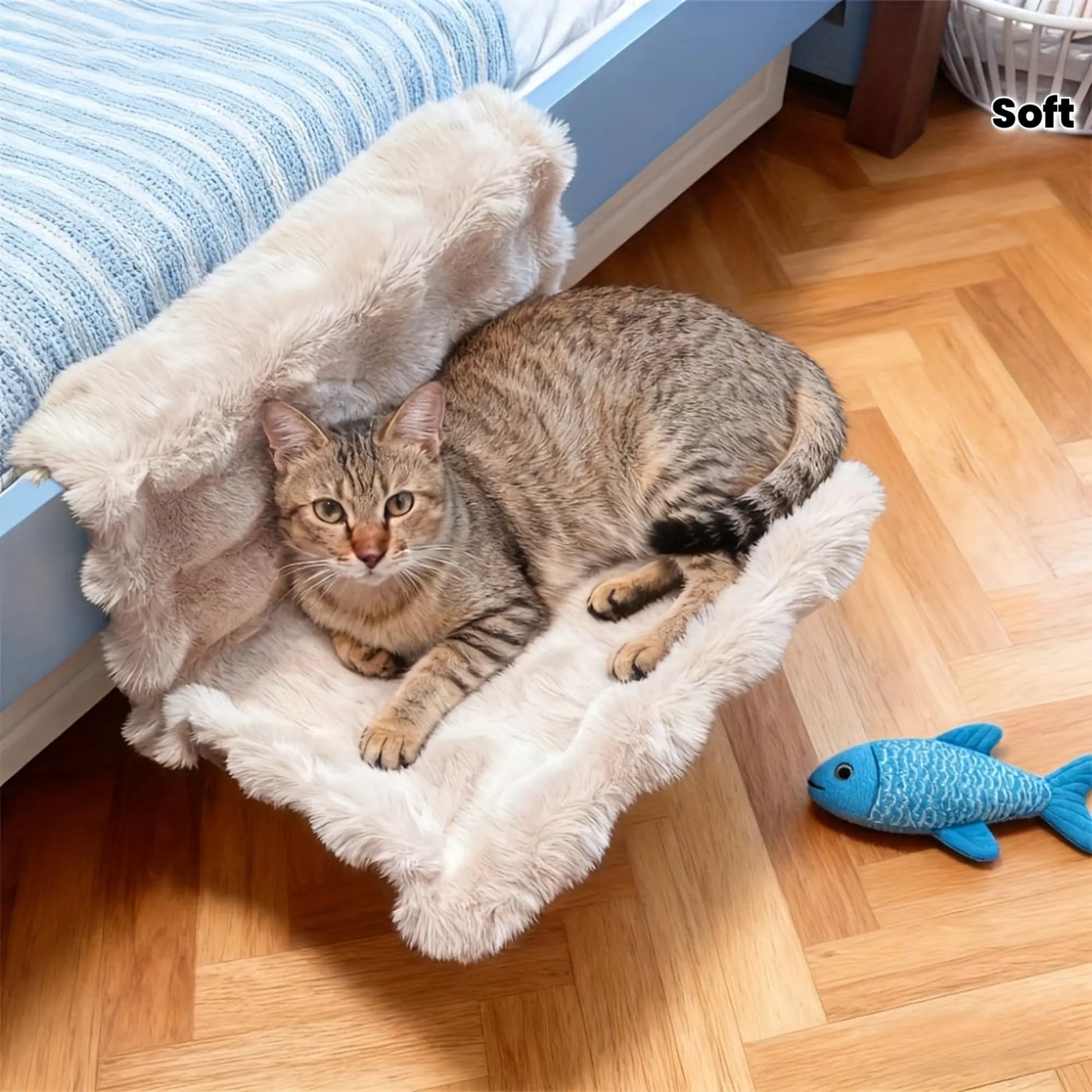 All-Season Washable Plush Pet Bedside Hammock - Wall-Mounted, Fits Sofa/Bed/Window, Portable Soft Pad for Small Cats and Dogs, Easy to Clean
