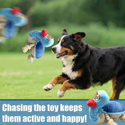 Dog Turtle Squeaky Plush Tug Toy with Rope Limbs