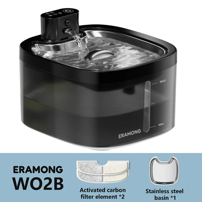 ERAMONG Smart Wireless Pet Water Fountain – 3.5L Stainless Steel